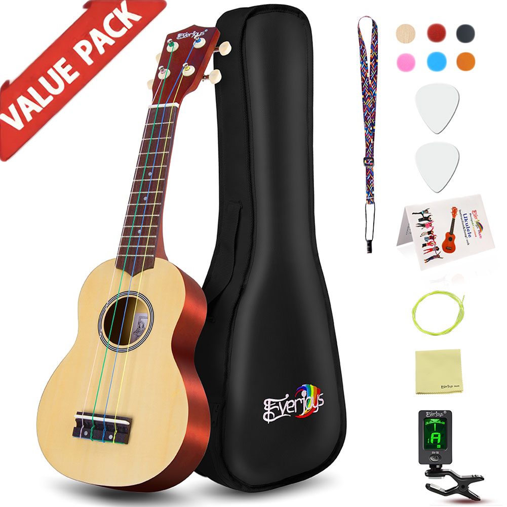 Sintonizzatore digitale per canzoniere soprano Ukulele per principianti Pack da 21 pollici con custodia Gig Bag